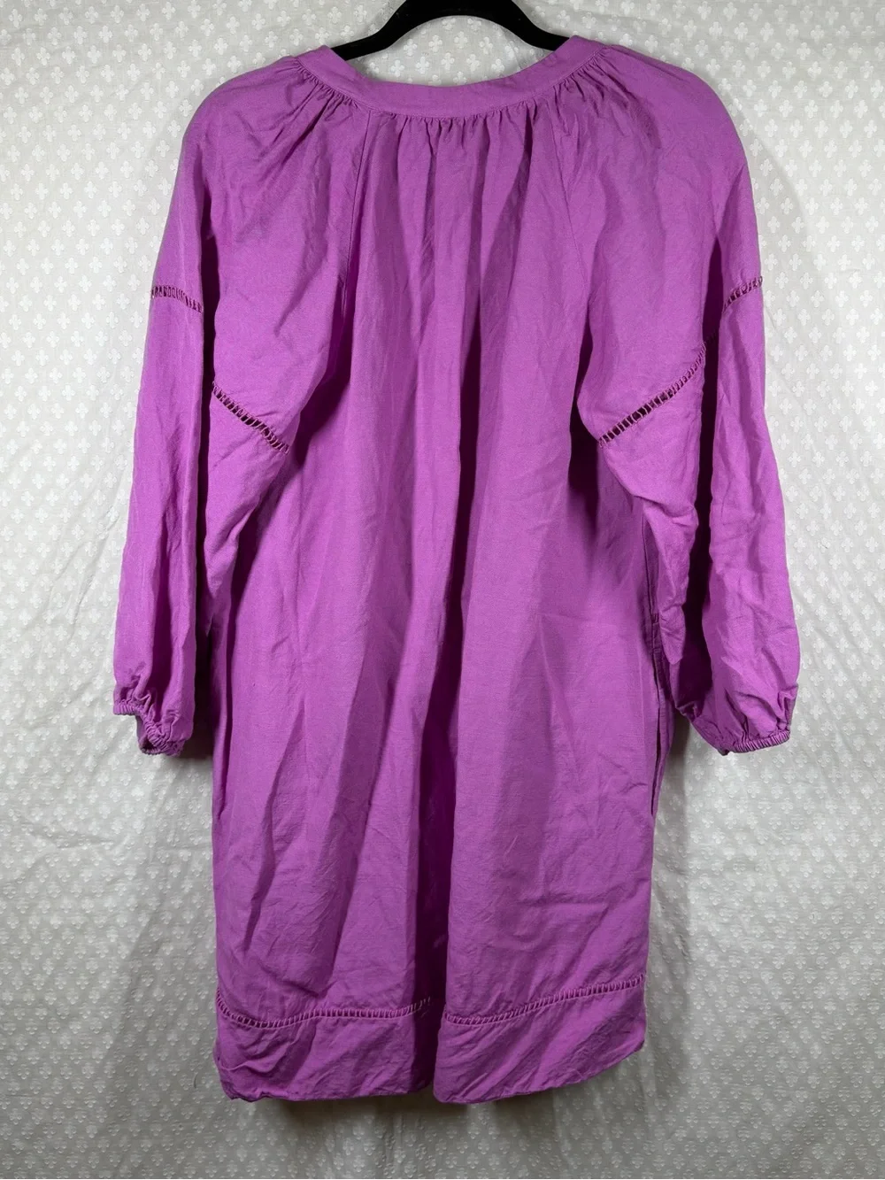 Loft‎ Pink Linen Blend Long Puff Sleeve Dress